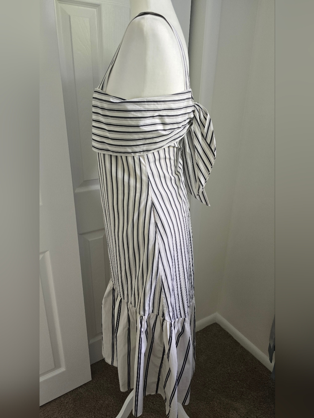 Theory Ventura Striped Tie Back Midi Dress, Sz. P - Picture 4 of 6